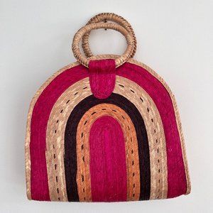 Pink & Brown Summer Ratan Handbag